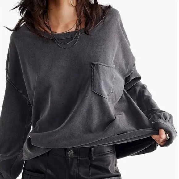 We the Free Free People Into You Top Washed Black S - Picture 1 of 7